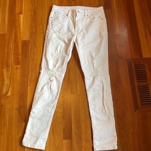 American Eagle athletic skinny white jeans